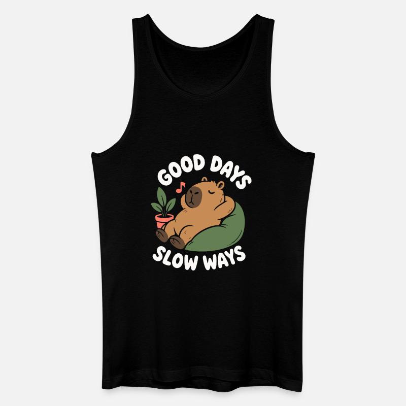 Good Days Slow Ways Capybara - Männer Bio Tank Top - Schwarz