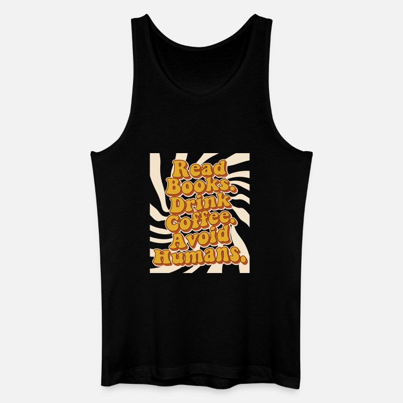 Introvertiert Leseratte Kaffee Bücher  - Männer Bio Tank Top - Schwarz