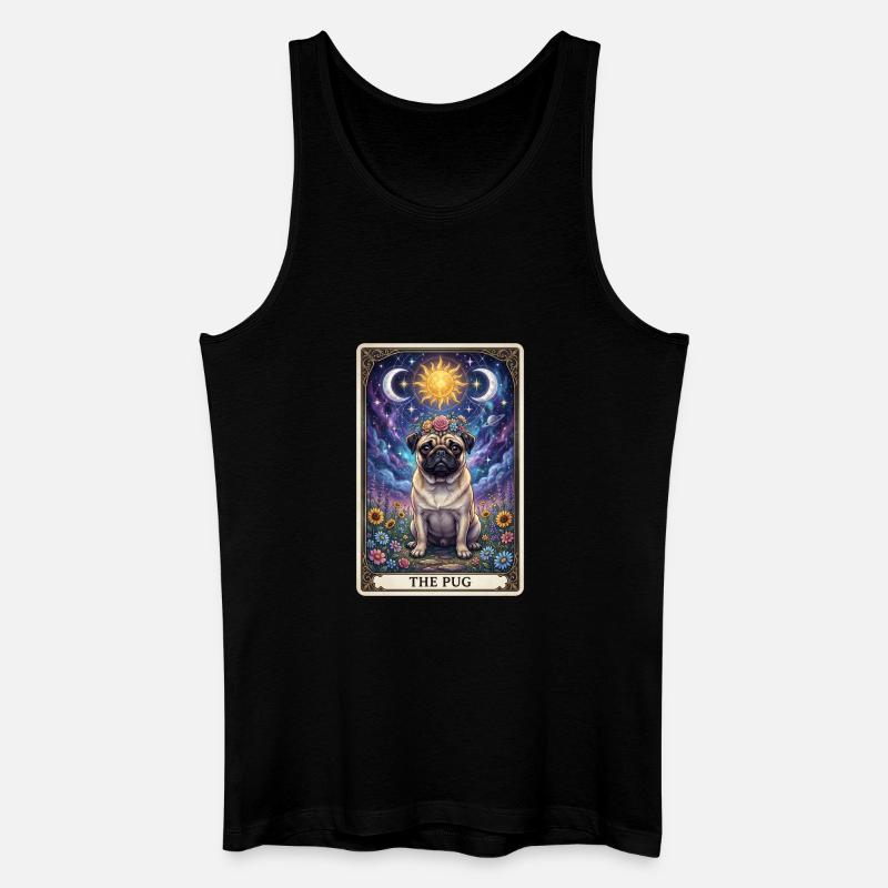 Sonnenmond Mops Tarot Illustration - Männer Bio Tank Top - Schwarz