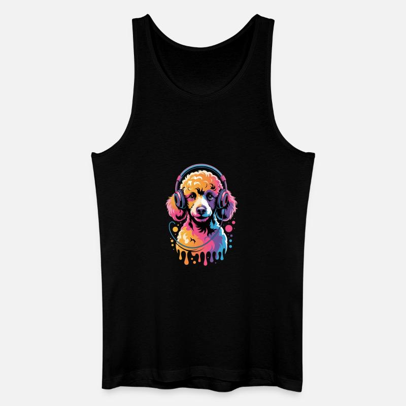Pudel mit Kopfhörer - Männer Bio Tank Top - Schwarz