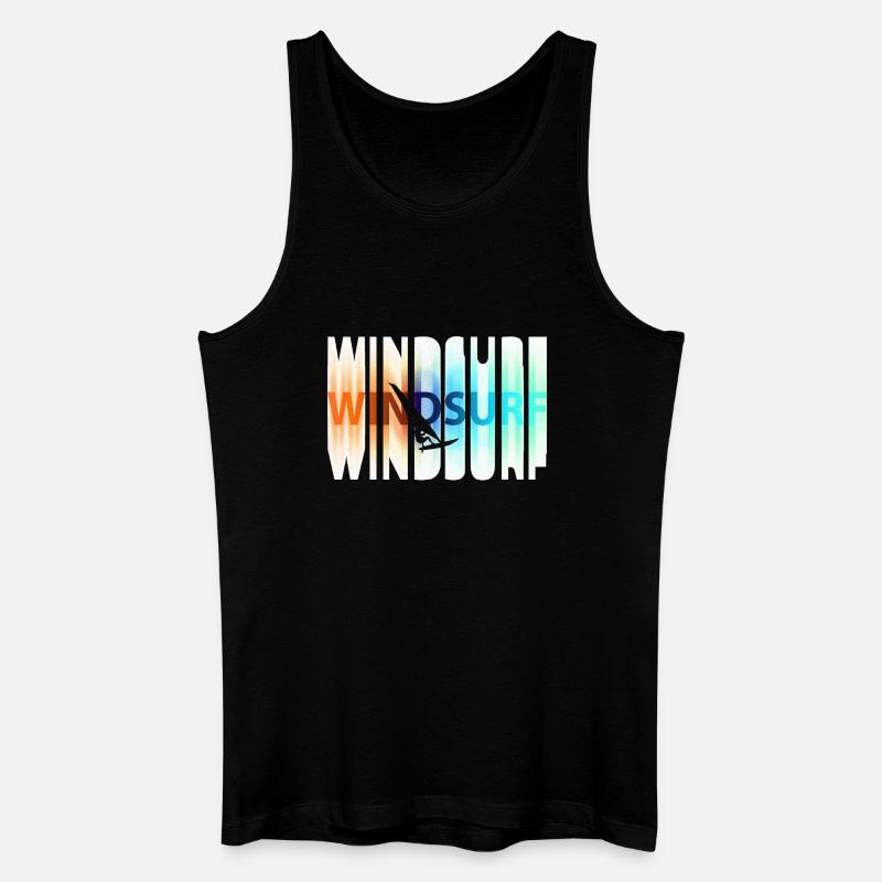 Schriftzug_bunt_windsurfen - Männer Bio Tank Top - Schwarz