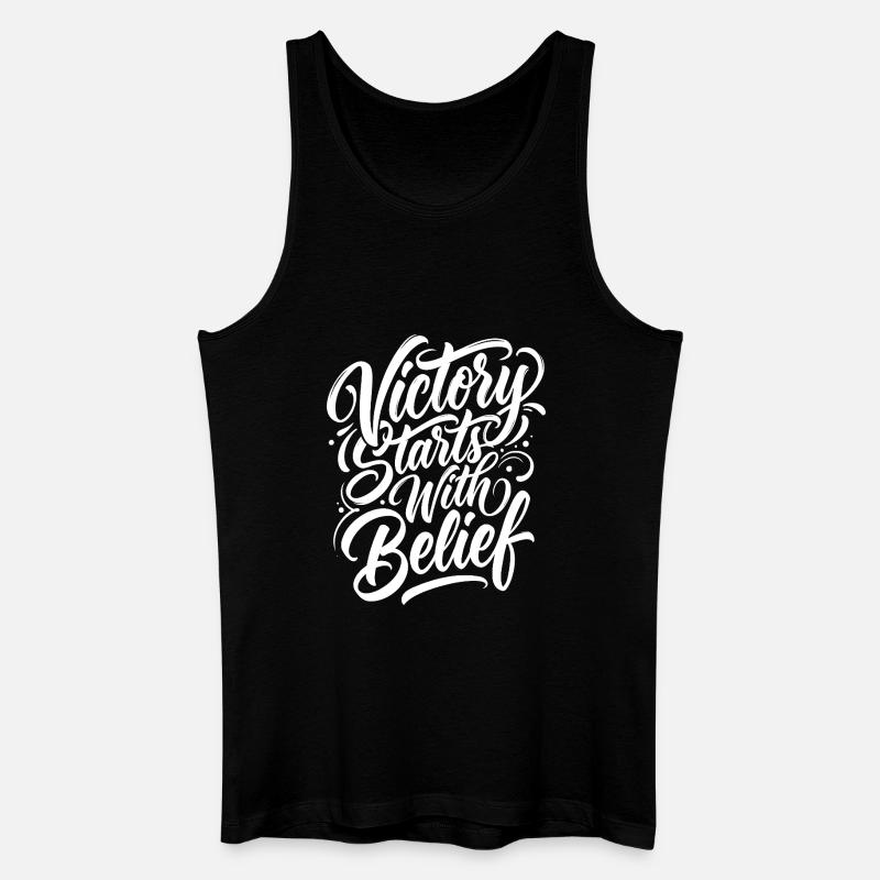 Der Sieg beginnt mit dem Glauben - Männer Bio Tank Top - Schwarz