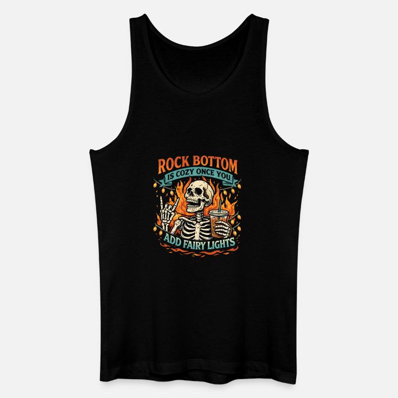 Knochen-Skelett mit Lichterkette Rock Bottom - Männer Bio Tank Top - Schwarz