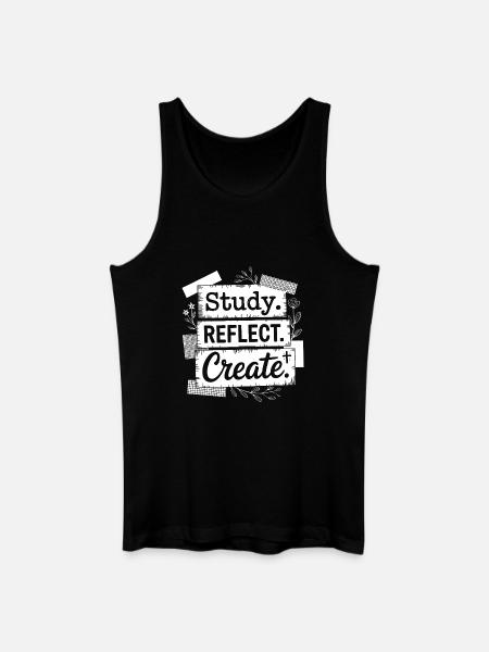 Study Reflect Create Floral Quote - Men’s Organic Tank Top - black