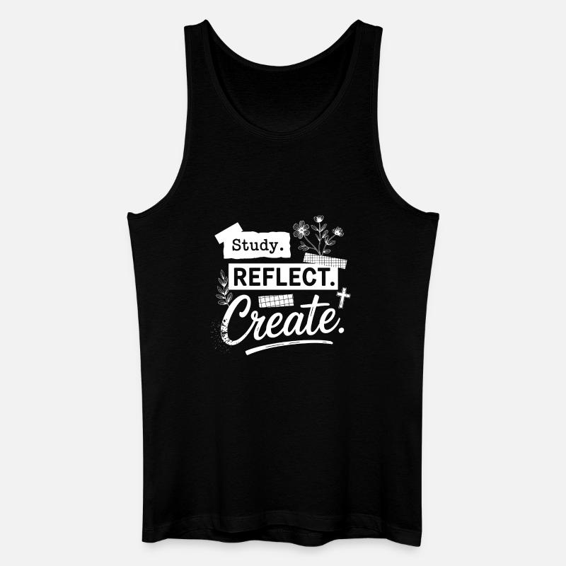 Lerne. Reflektiere. Erschaffe. - Männer Bio Tank Top - Schwarz