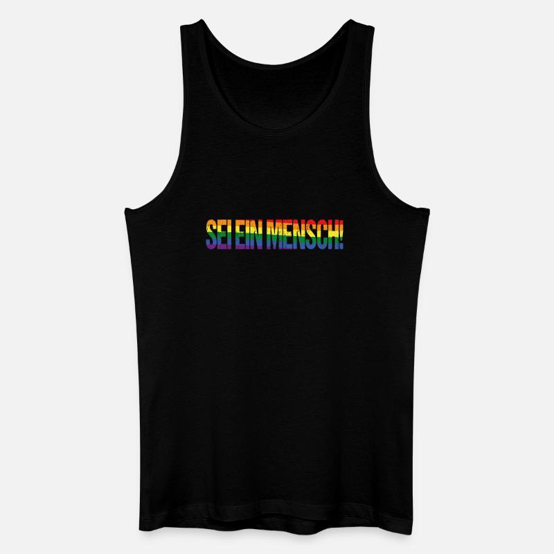 Sei ein Mensch! Pride Flag - Männer Bio Tank Top - Schwarz