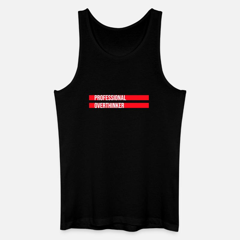 Professional Overthinker Funny Brooding Anxiety Logo - Men’s Organic Tank Top - black