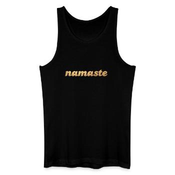 Namaste Gold Yoga om Shanti India Meditation Fan - Men’s Organic Tank Top - black - Front