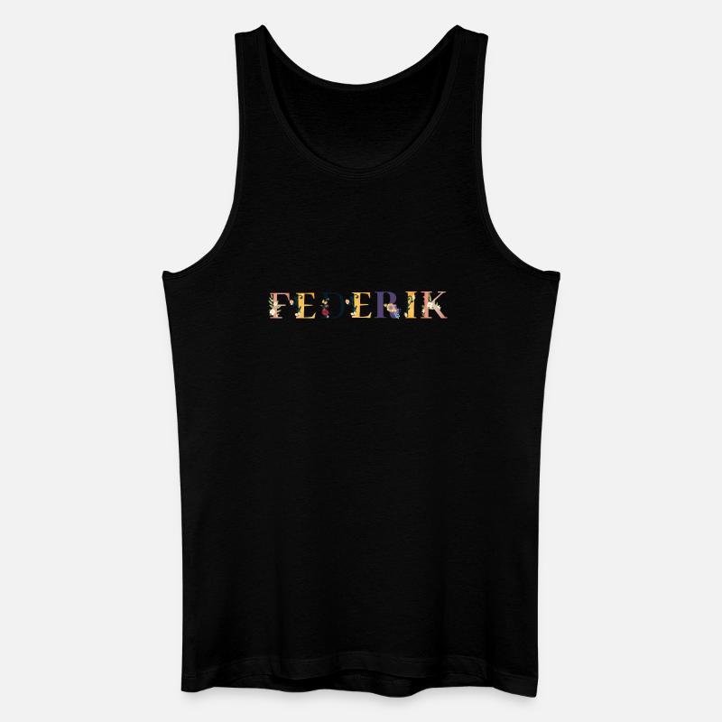 FEDERIK Name mit Blumen geschmückt - Männer Bio Tank Top - Schwarz