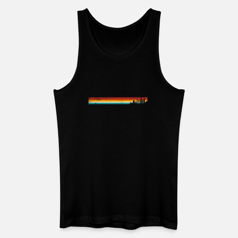 Sunset Stripes Skyline - Männer Bio Tank Top - Schwarz