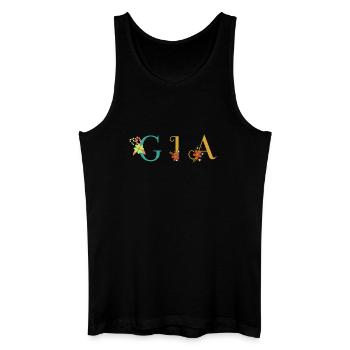 GIA Namenskunst mit gestickten Blumen - Männer Bio Tank Top - Schwarz - Vorne