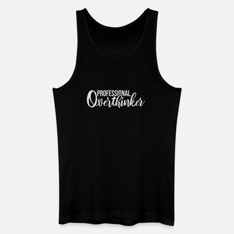 Professional Overthinker Funny Brooding Anxiety Logo - Men’s Organic Tank Top - black
