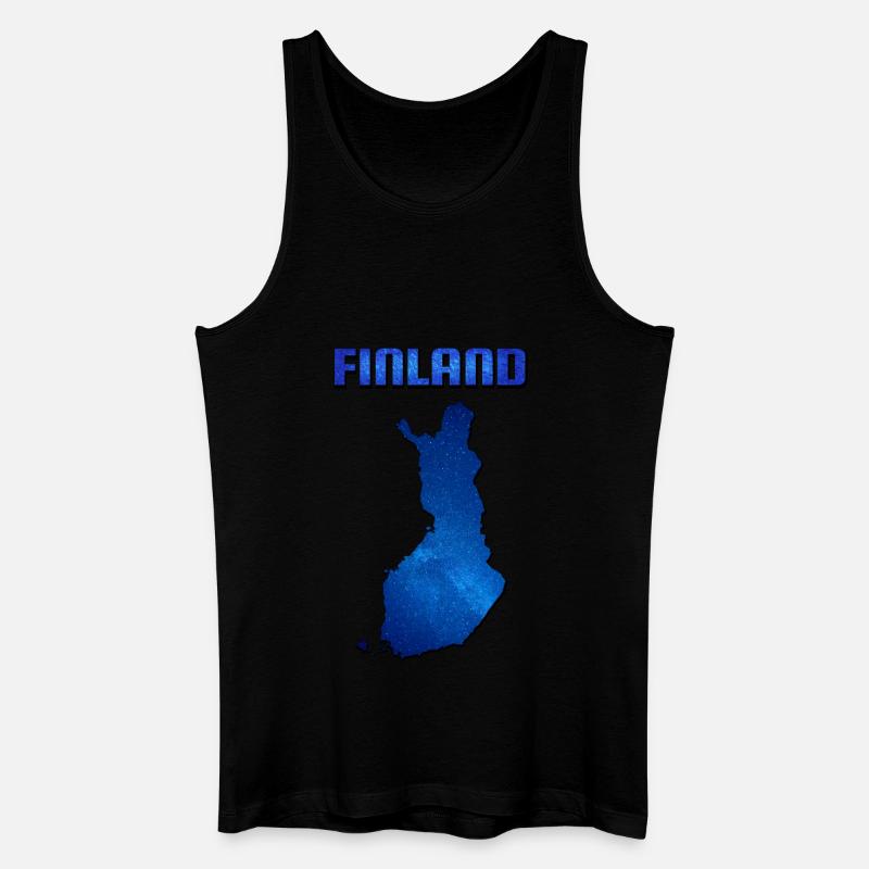 Blue Finland Map - Men’s Organic Tank Top - black
