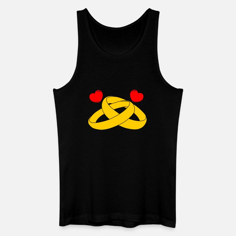 Goldene Eheringe mit Herzen - Männer Bio Tank Top - Schwarz