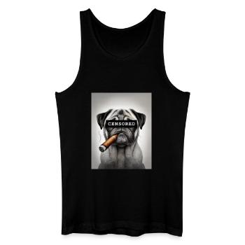 Censored Pug with Cigar - Men’s Organic Tank Top - black - Front