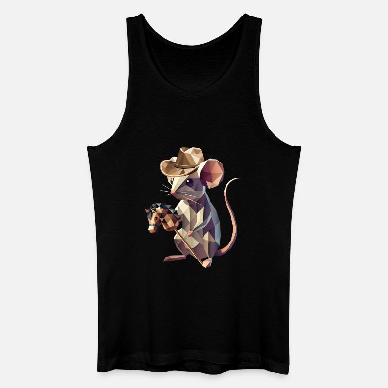 Cowboy-Maus mit Steckenpferd - Männer Bio Tank Top - Schwarz