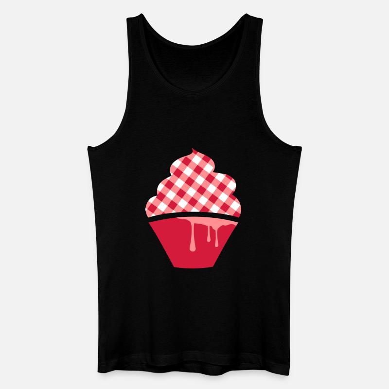 Stilisierter Cupcake mit Karo-Topping - Männer Bio Tank Top - Schwarz
