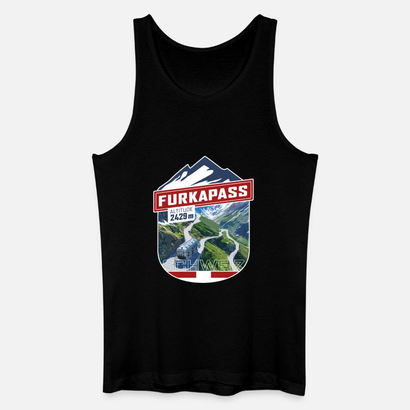 Sticker_CH_Furka - Männer Bio Tank Top - Schwarz