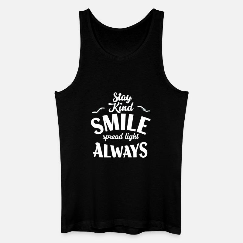 Bleib freundlich, lächle immer - Männer Bio Tank Top - Schwarz