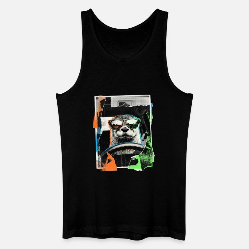 Lustiger Otter - Männer Bio Tank Top - Schwarz