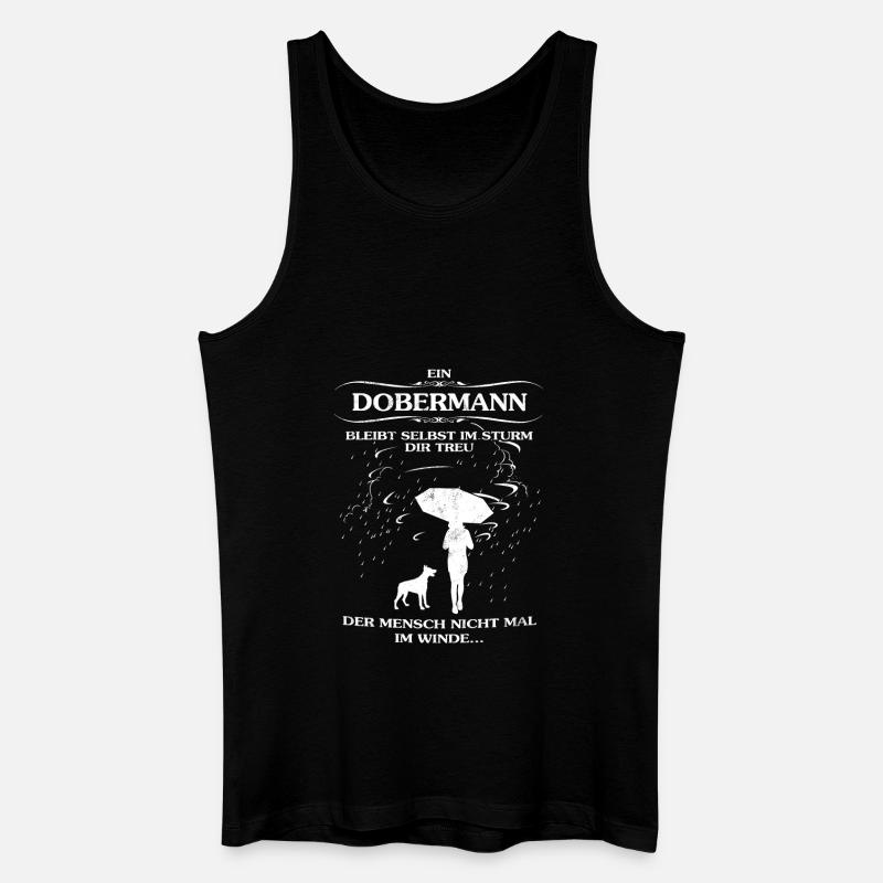 Frauen-Hundeshirt mit Dobermann - Männer Bio Tank Top - Schwarz