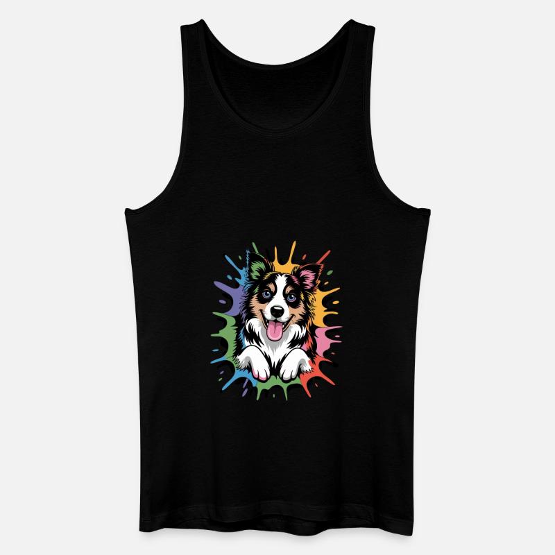 Bunter Border Collie - Männer Bio Tank Top - Schwarz