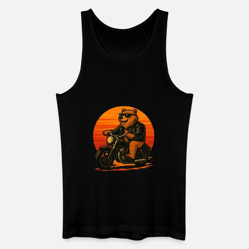 Biker Bär - Männer Bio Tank Top - Schwarz