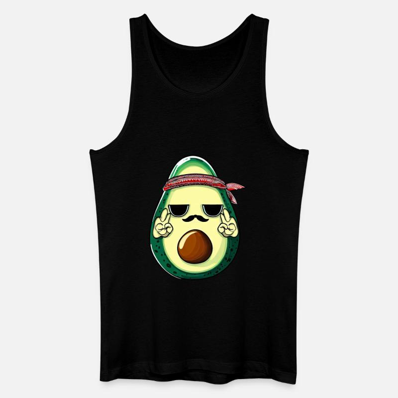 Hippie Avocado mit Bart - Männer Bio Tank Top - Schwarz