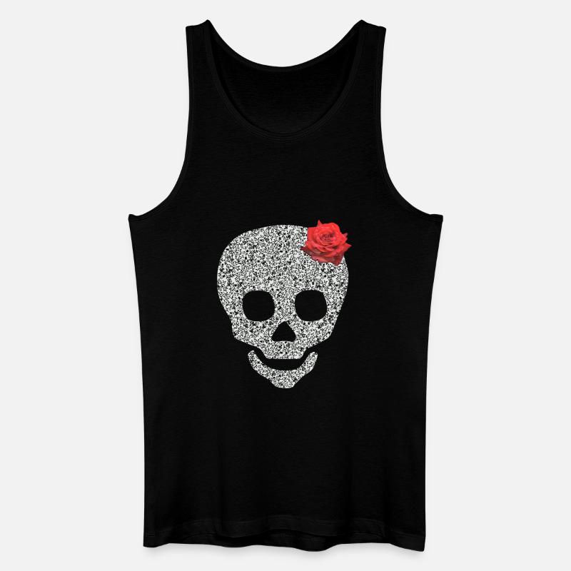 Schädel mit Rose - Männer Bio Tank Top - Schwarz