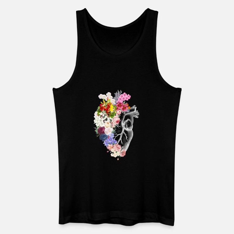 Florales anatomisches Herz - Männer Bio Tank Top - Schwarz