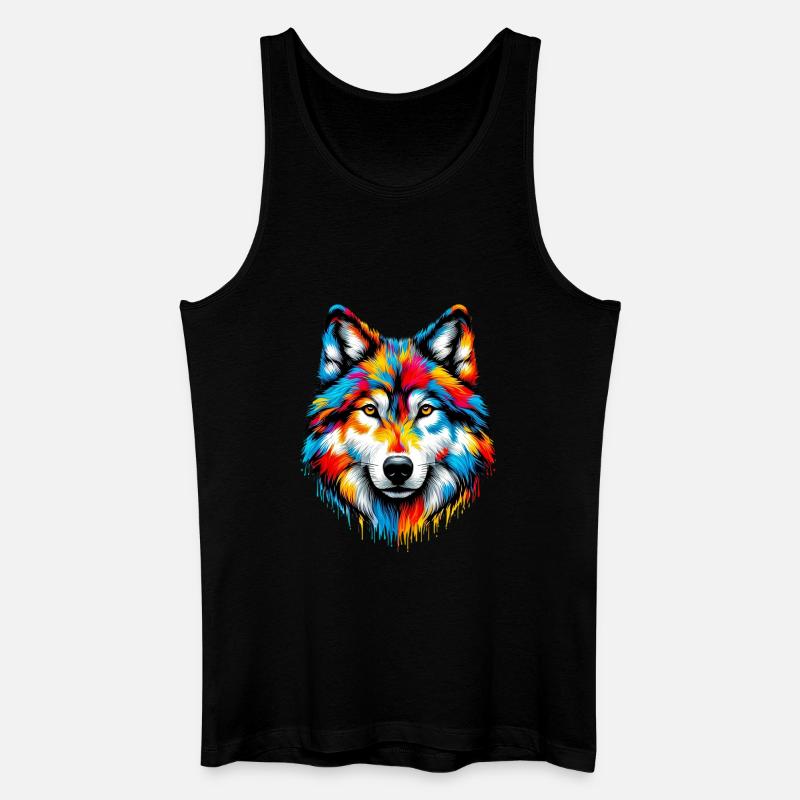 Wolf - Männer Bio Tank Top - Schwarz