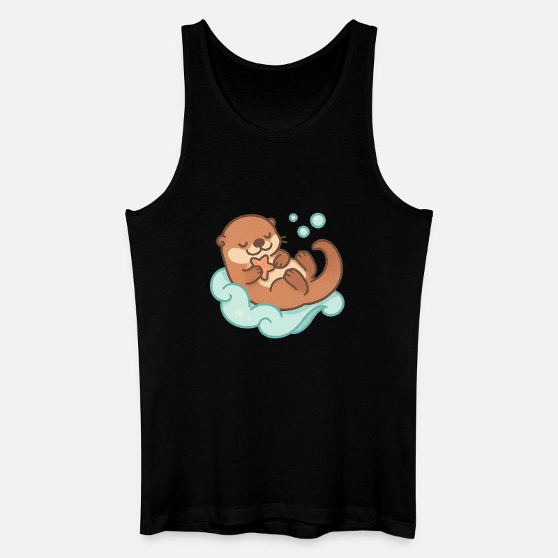 Kawaii Otter mit Seestern - Männer Bio Tank Top - Schwarz