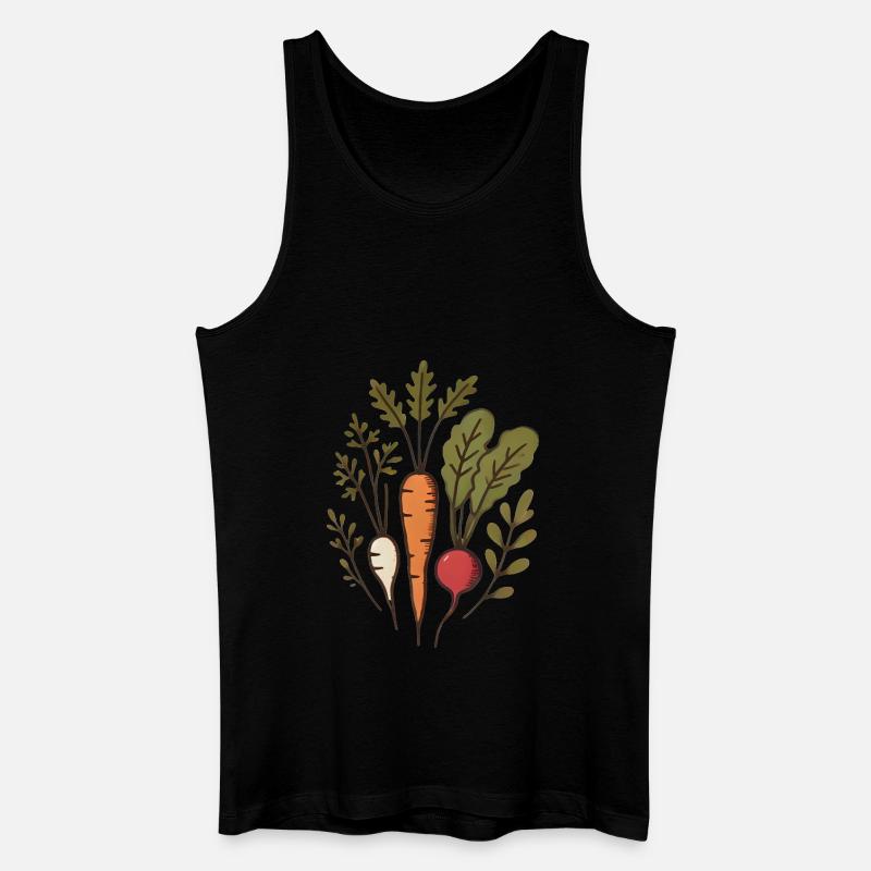 Vegane Wurzeln Karotten-Radieschen-Design - Männer Bio Tank Top - Schwarz