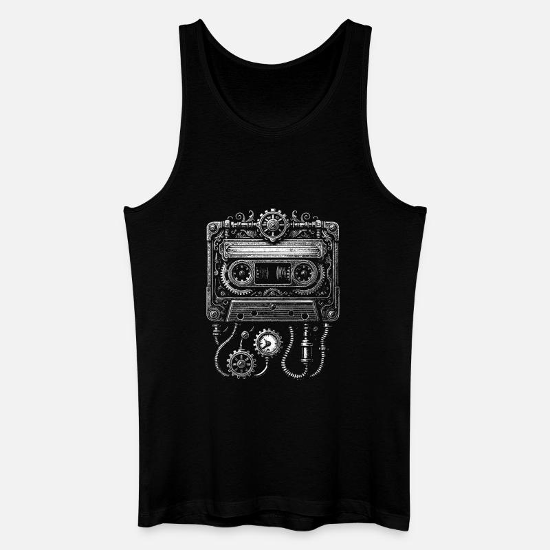 Steampunk Kassette Uhrwerk - Männer Bio Tank Top - Schwarz