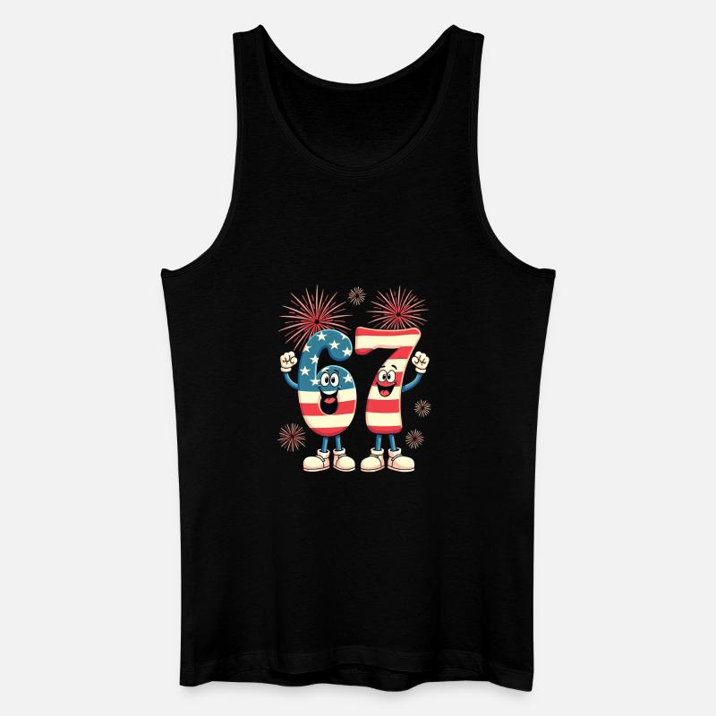 US Flag 67 Memes Six Seven - Økologisk tanktop til mænd - sort