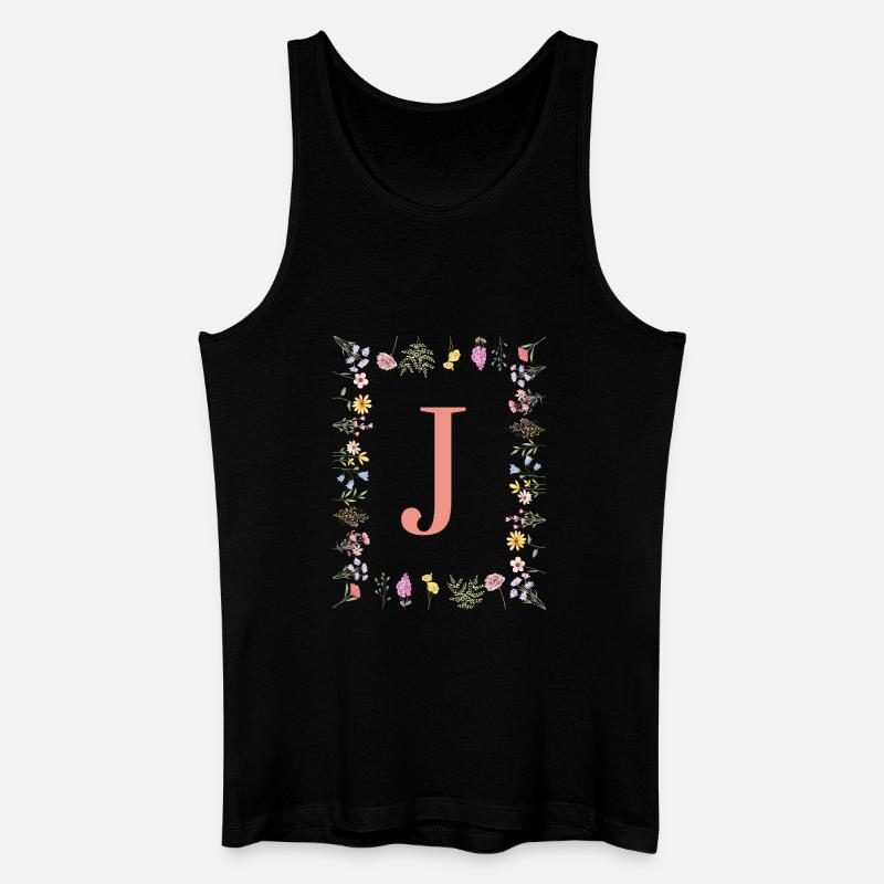 Florale Initialen "J ", Buchstaben Monogramm  - Männer Bio Tank Top - Schwarz