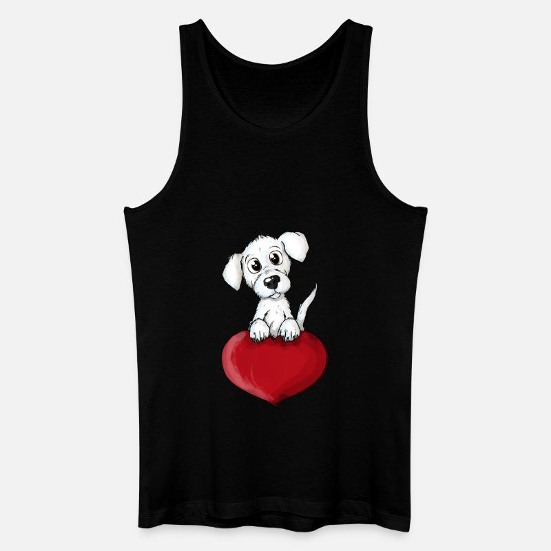 Hund Herz - Männer Bio Tank Top - Schwarz