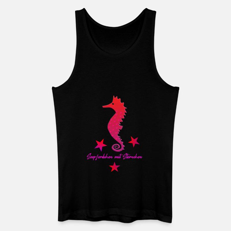 rotes Seepferd mit Sternchen - Männer Bio Tank Top - Schwarz