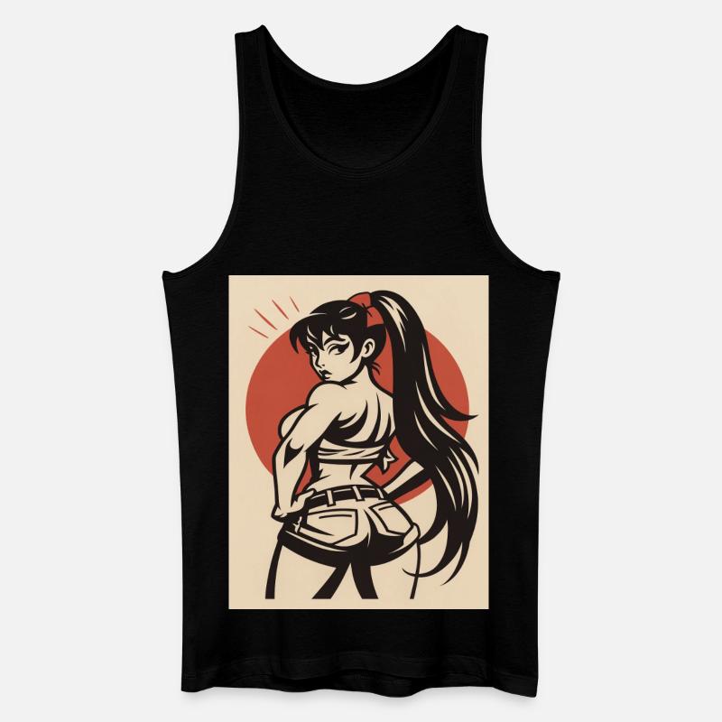 Pinup Cartoon einer Kämpferin - Männer Bio Tank Top - Schwarz