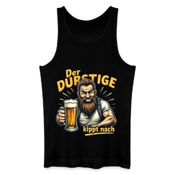 Der Durstige Bierheld - Männer Bio Tank Top - Schwarz - Vorne