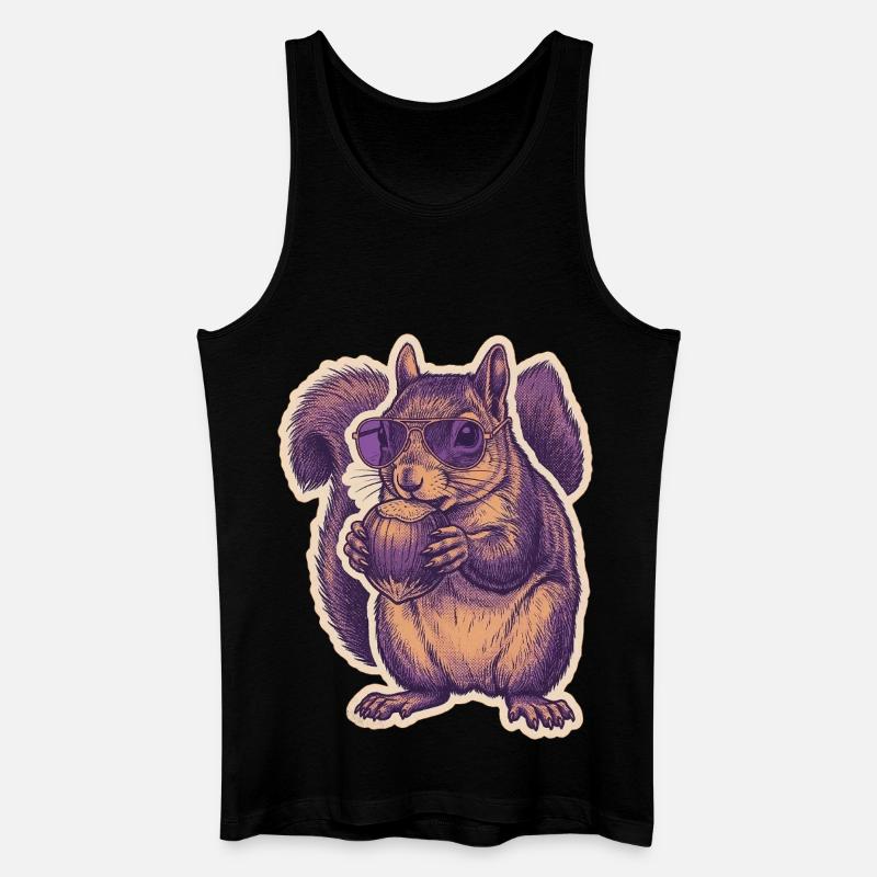 Eichhörnchen Mit Sonnenbrille Knabbert Haselnuss - Männer Bio Tank Top - Schwarz