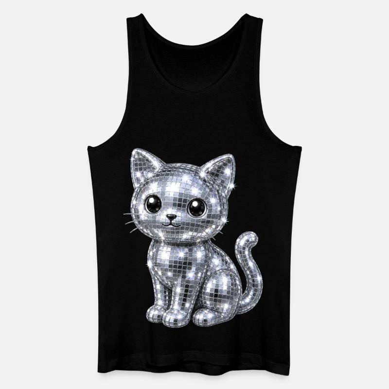 Cat Disco Glitter - Men’s Organic Tank Top - black
