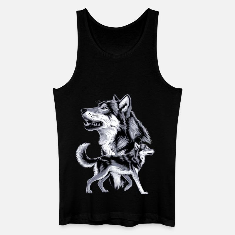 Wolf - Männer Bio Tank Top - Schwarz