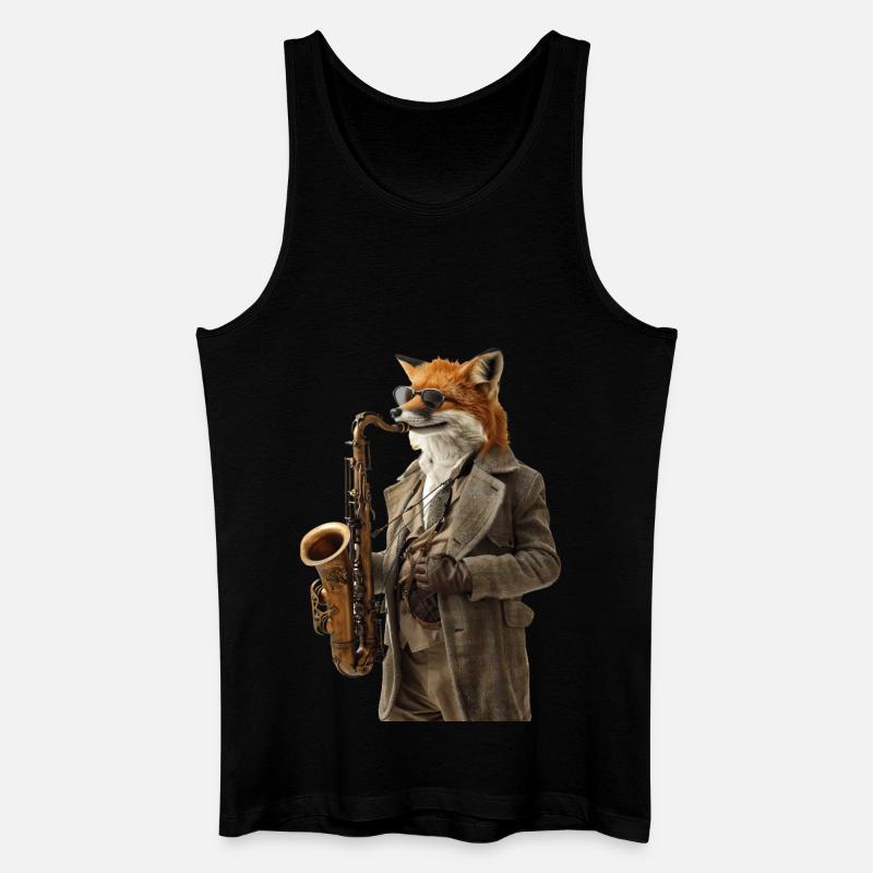 Fox Saxophon - Männer Bio Tank Top - Schwarz