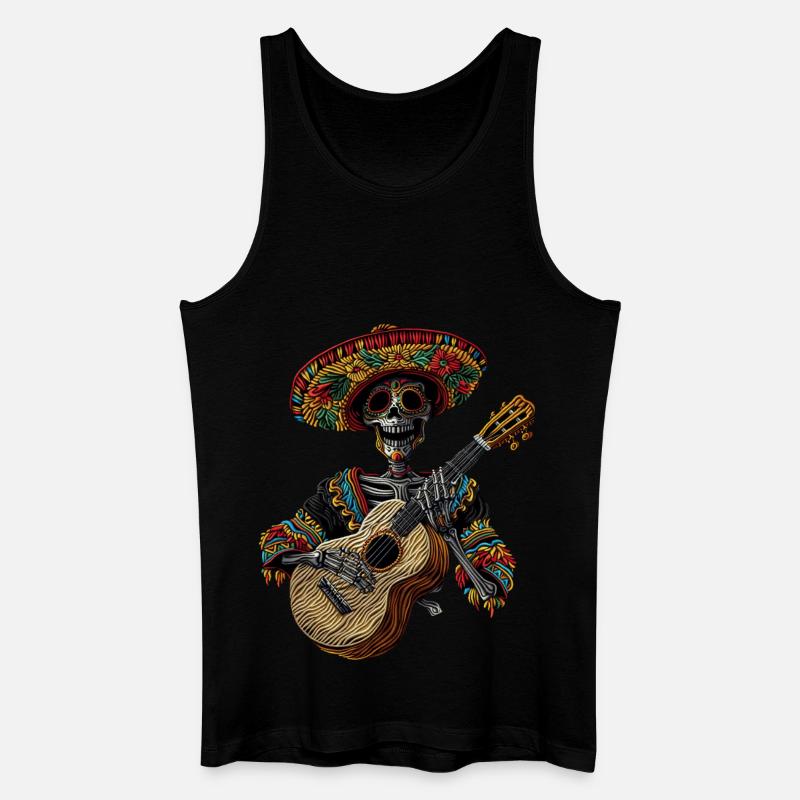 Ukulele Mexikanisches Skelett - Männer Bio Tank Top - Schwarz