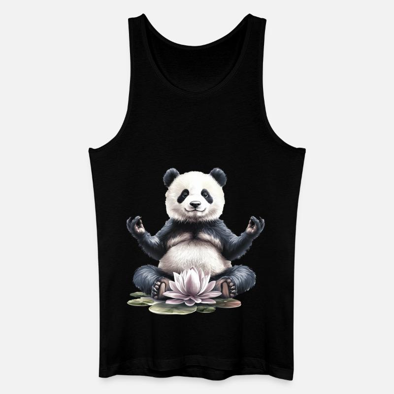 Panda - Männer Bio Tank Top - Schwarz
