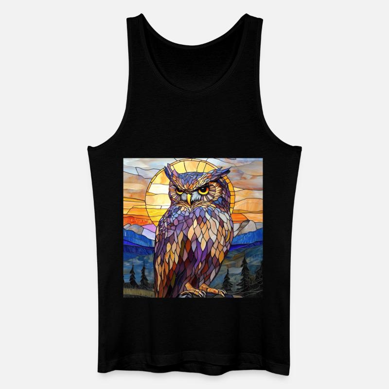 Eule - Männer Bio Tank Top - Schwarz
