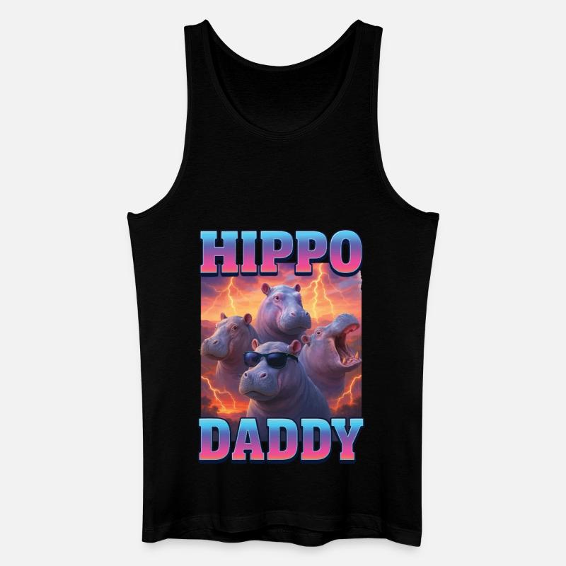 Nilpferd-Papa - Männer Bio Tank Top - Schwarz