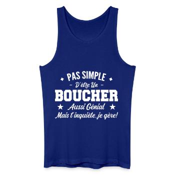 Cadeau Homme Boucher Génial - Débardeur bio Homme - bleu roi - Devant