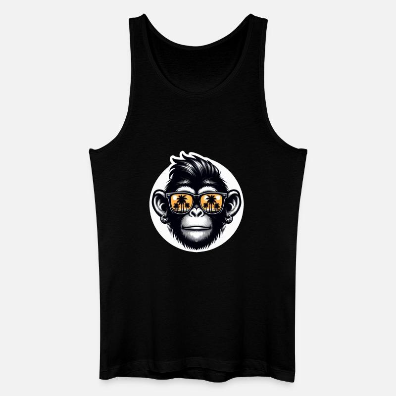 Monkey Glasses Palm Trees - Men’s Organic Tank Top - black